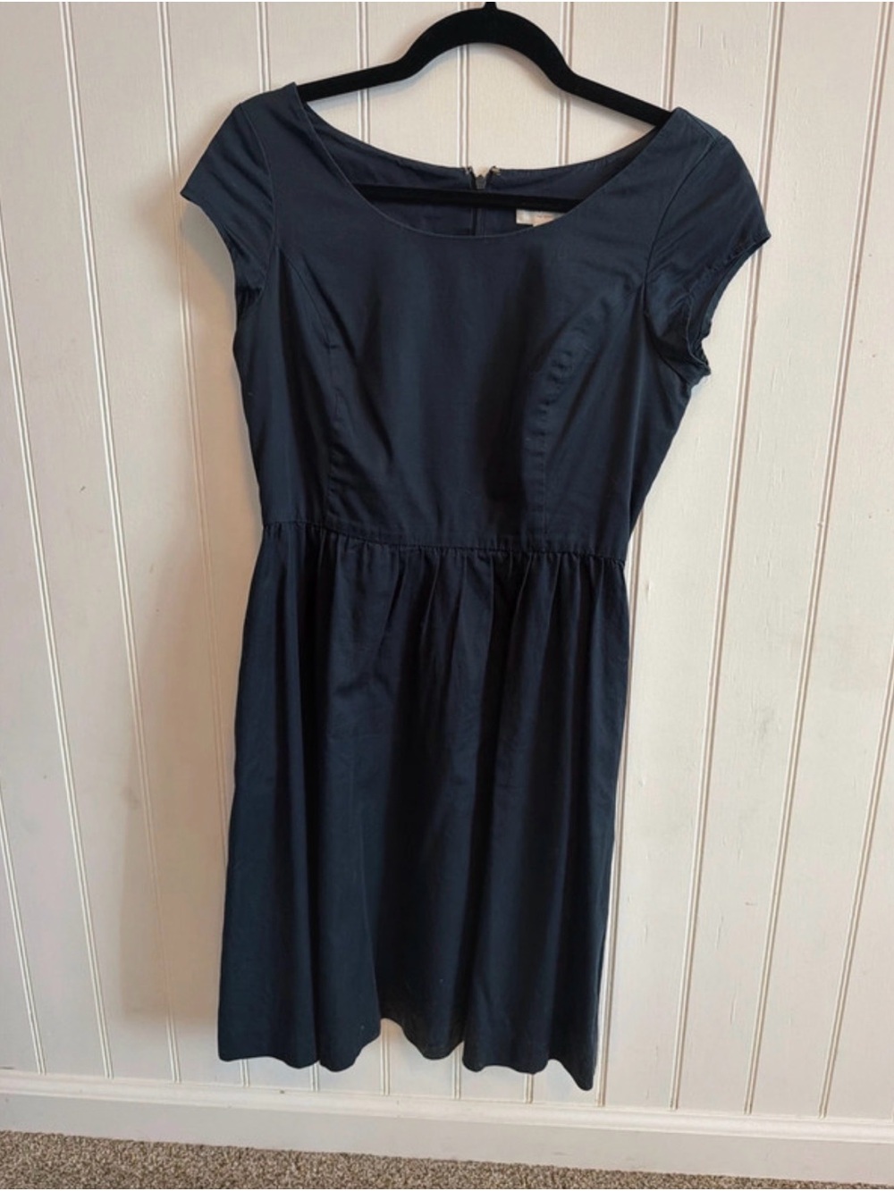 Isaac Mizrahi Navy Cap-Sleeve Fit & Flare Dress